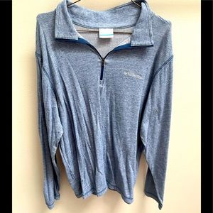 Mens Blue Lightweight Columbia 3/4 Long Sleeve Zip Up. Size Medium